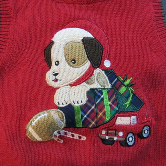 Greendog boy's red Santa Puppy sweater vest - Picture 2 of 4